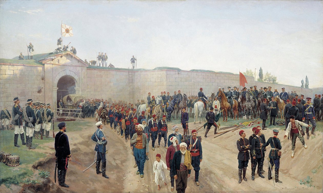Török kapituláció Nikopolban 1877. június 4-én, 1883. alkotó: Nikolai Dmitrievich Dmitriev Orenburgsky