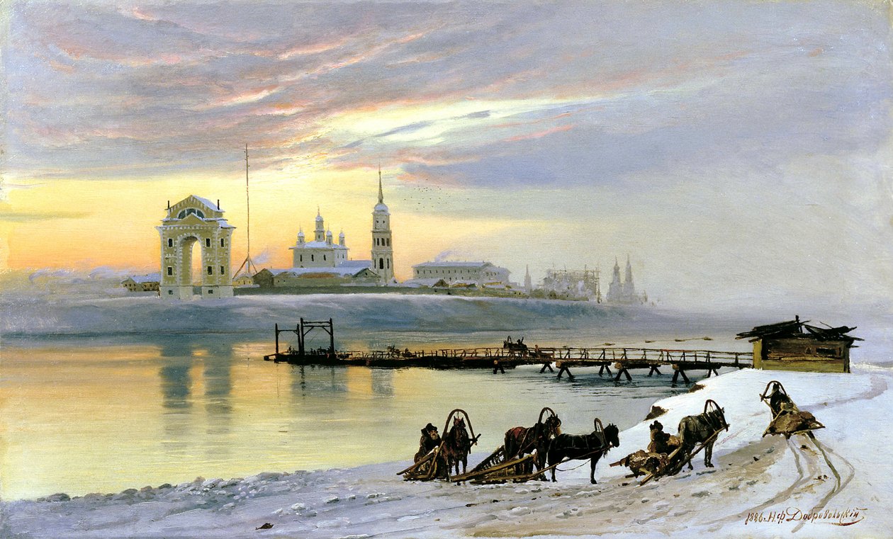 „Angara Irkutszkban”, 1886. alkotó: Nikolai Dobrovolsky