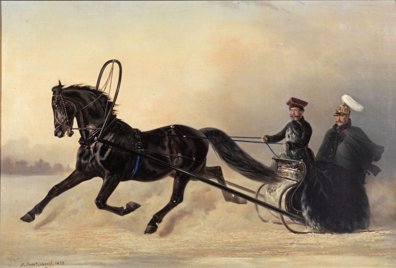 I. Miklós császár egy téli kiránduláson, 1853 alkotó: Nikolai Egorevich Sverchkov