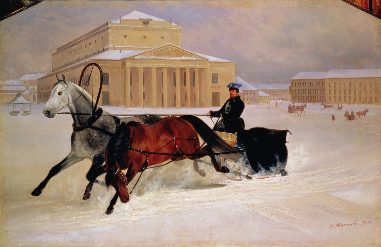 Póluspár egy nyomlovassal a moszkvai Bolsoj Színházban, 1852 alkotó: Nikolai Egorevich Sverchkov
