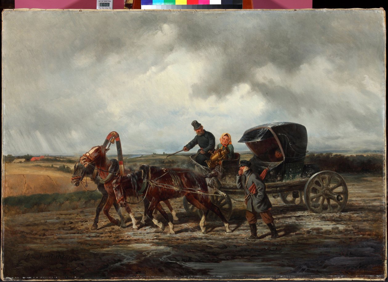 ""Úton a foghúzóhoz" (Az úton a foghúzóhoz) Nyikolaj Szvercskov (1817-1898) festménye 1873 Magángyűjtemény alkotó: Nikolai Egorevich Sverchkov