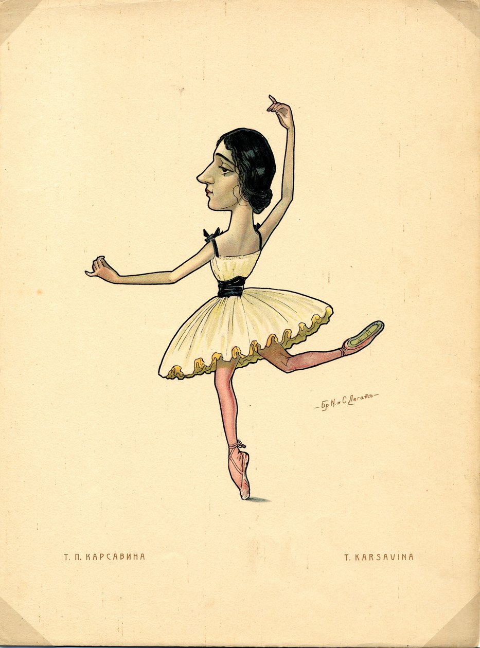 Tamara Karsavina balett-táncos: Orosz balett karikatúrákban, 1902-1905 alkotó: Nikolai Gustavovich Legat
