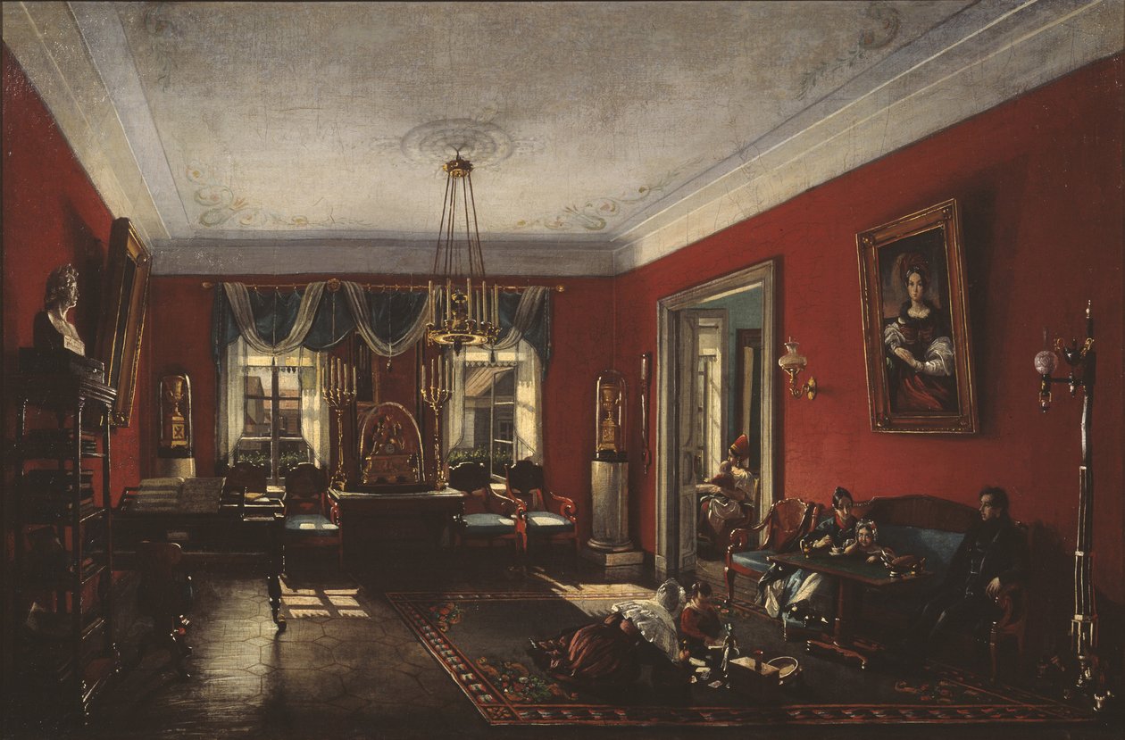 A szalon a Nashchokin-házban Moszkvában, az 1840-es évek eleje alkotó: Nikolai Ivanovich Podklyuchnikov