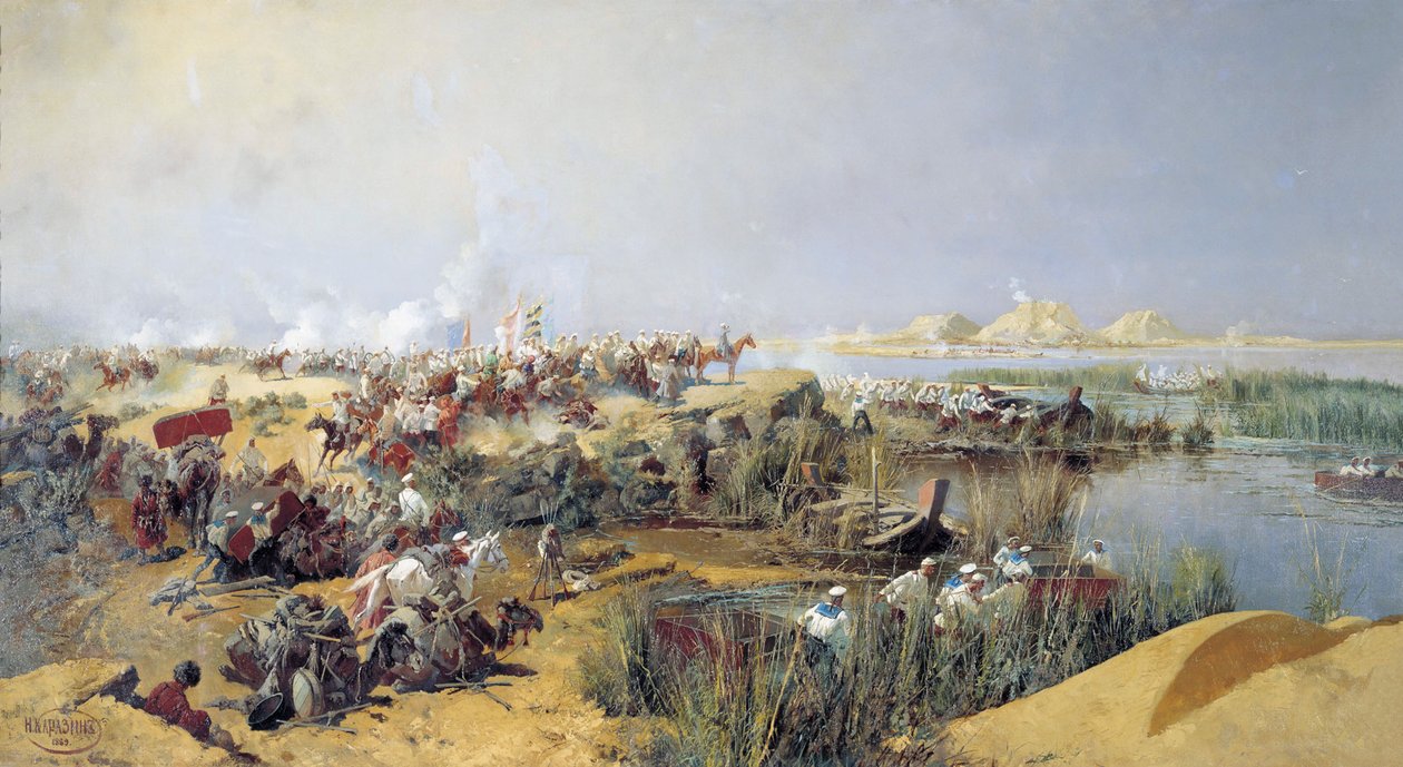 Orosz csapatok átkelnek az Amudarja folyón, 1873-1889. alkotó: Nikolai Karasin