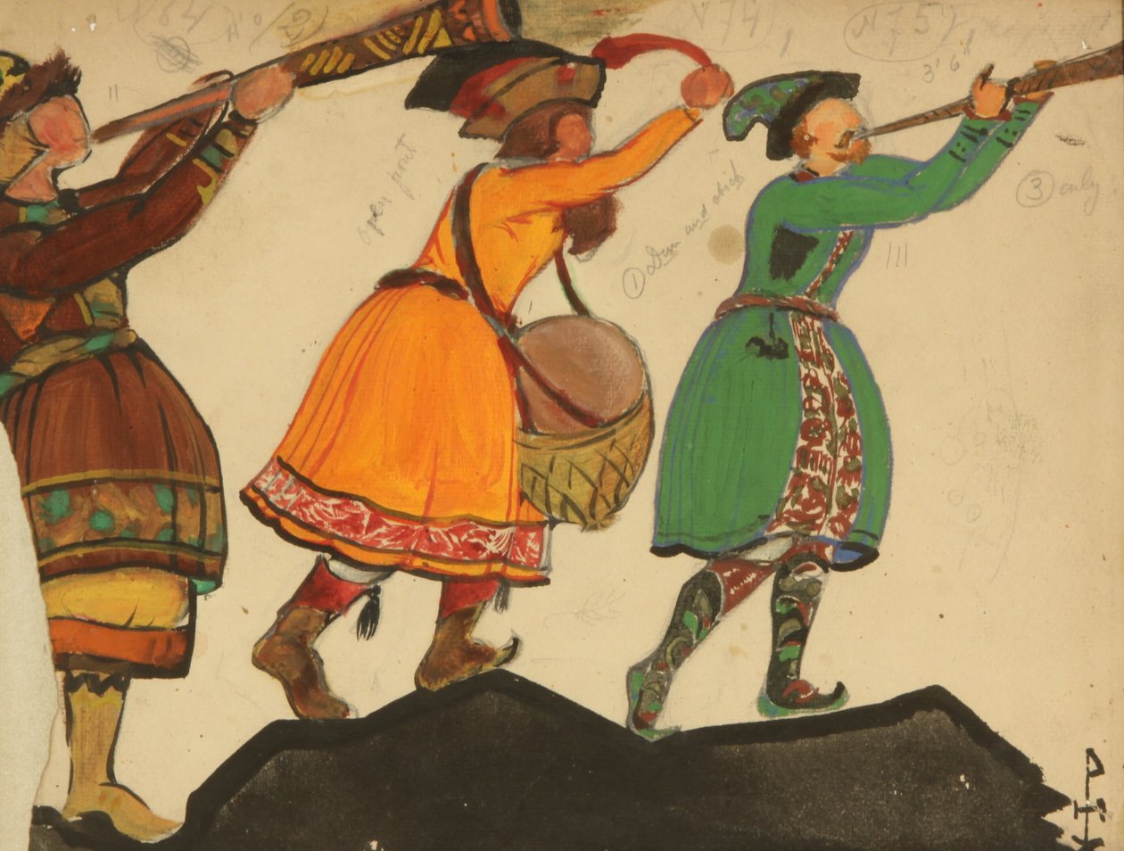 Jelmezterv N. Rimszkij-Korszakov Snow Maiden című operájához, 1919 alkotó: Nikolai Konstantinowitsch Roerich