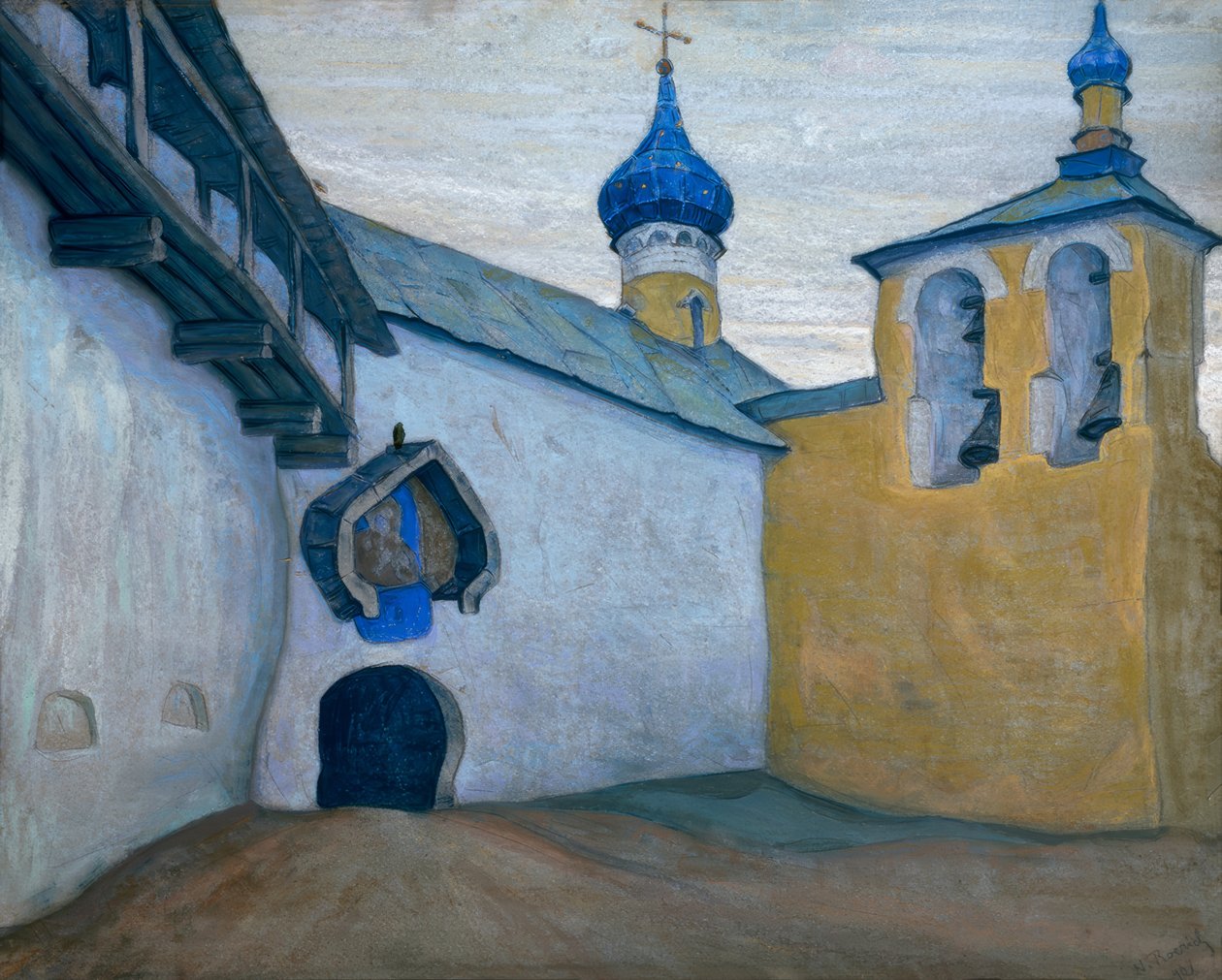 Pechory, kolostor / gouache N, K. Roerich alkotó: Nikolai Konstantinowitsch Roerich