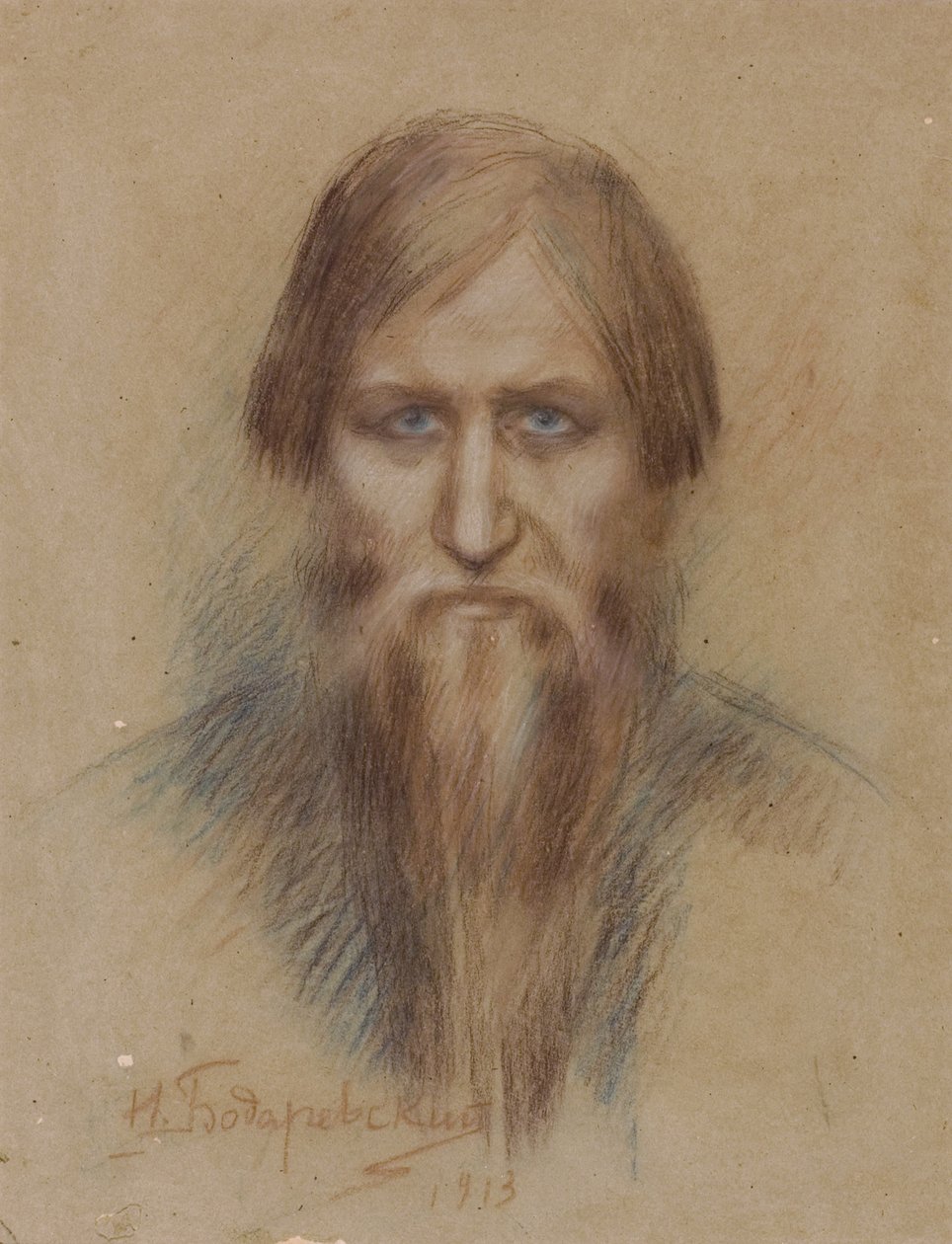 Grigorij Raszputyin orosz misztikus portréja 1869-1916, 1913 alkotó: Nikolai Kornilovich Bodarevsky