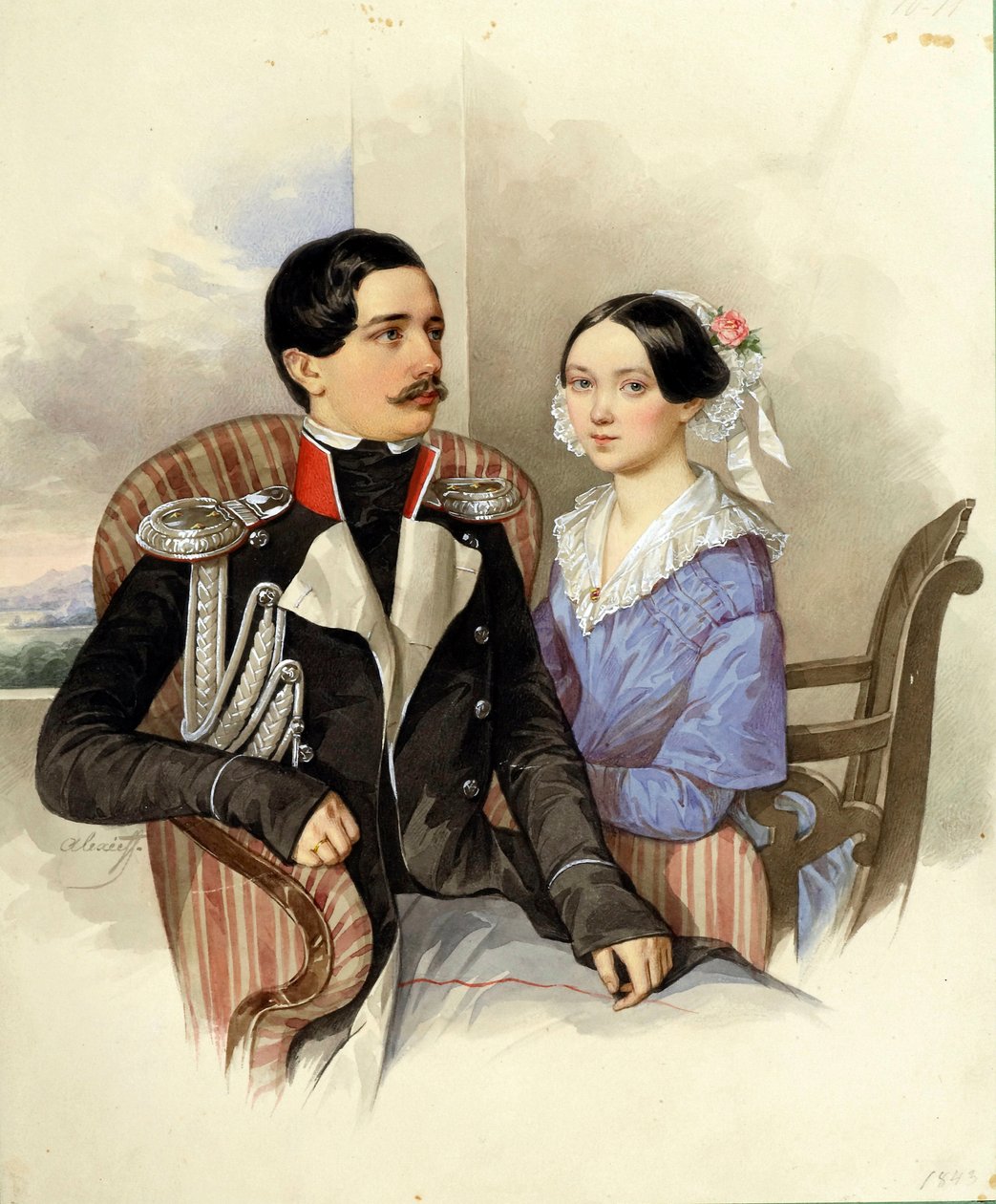 Jakov Karlovics Sievers gróf (1818-1865) és Vera Mihajlovna grófnő (1818-1865) portréja – N. M. Alekszejev (1800-1850) alkotása alkotó: Nikolai Mikhailovich Alexeyev