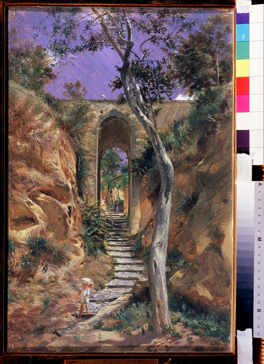 "" Le pont de Vico (Corse?) "" Peinture de Nikolai Ge (meleg) (1831-1894) 1858 Méret: 45,5x30 cm Állami Tretyakov Galéria, Moszkva alkotó: Nikolai Nikolajevitch Gay
