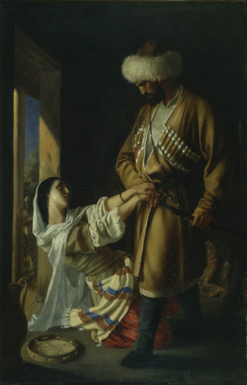 Leila és Khadji Abrek M. Lermontov verse után, 1852 alkotó: Nikolai Nikolayevich Ge