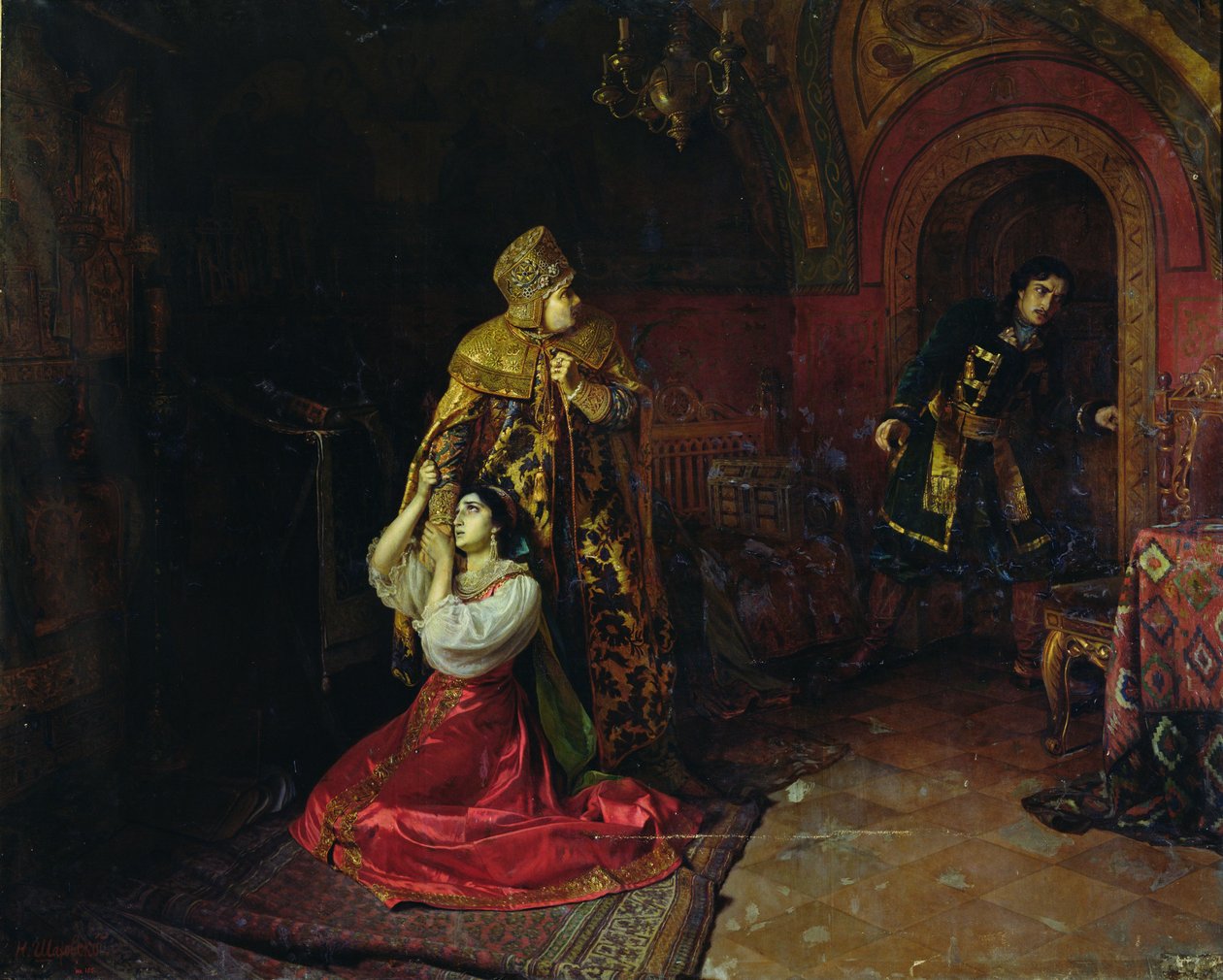 Godunov családjának utolsó percei (olaj, vászon) alkotó: Nikolai Pavlovich Shakhovskoi