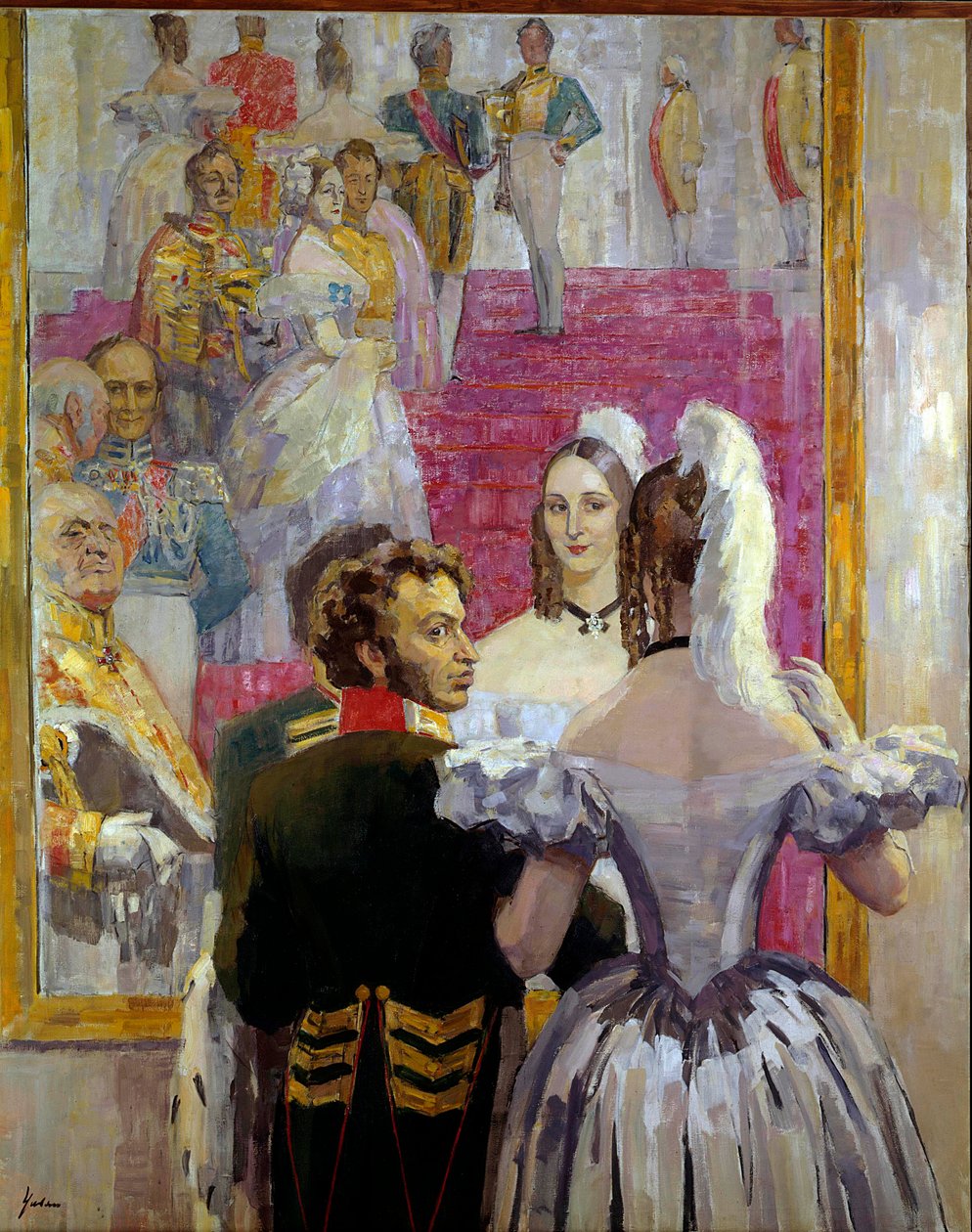 Alekszandr Puskin (Puskin) orosz költő (1799-1837) és felesége, Natalija Goncsarova (Goncsarova) az Anichkof-palota bálon. Nyikolaj Pavlovics Uljanov (Uljanov) festménye (1875-1949) alkotó: Nikolai Pavlovich Ulyanov