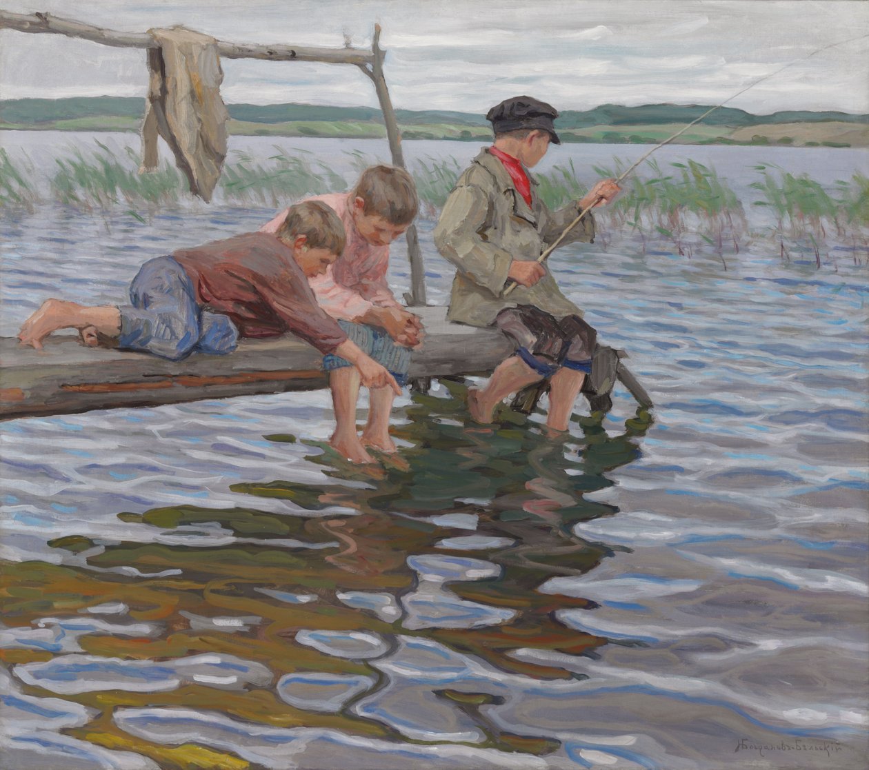 Fiúk halásznak a mólón alkotó: Nikolai Petrovich Bogdanov Belsky