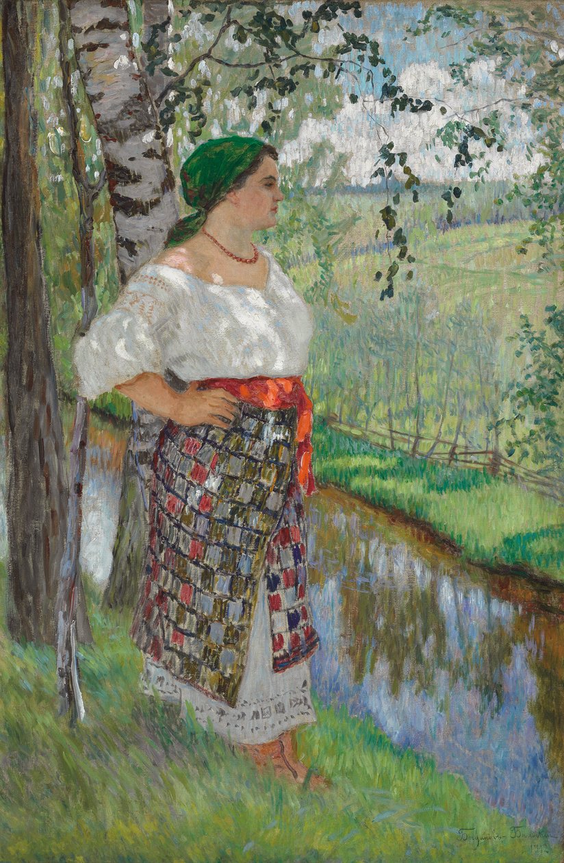 Parasztasszony egy patak mellett alkotó: Nikolai Petrovich Bogdanov-Belsky