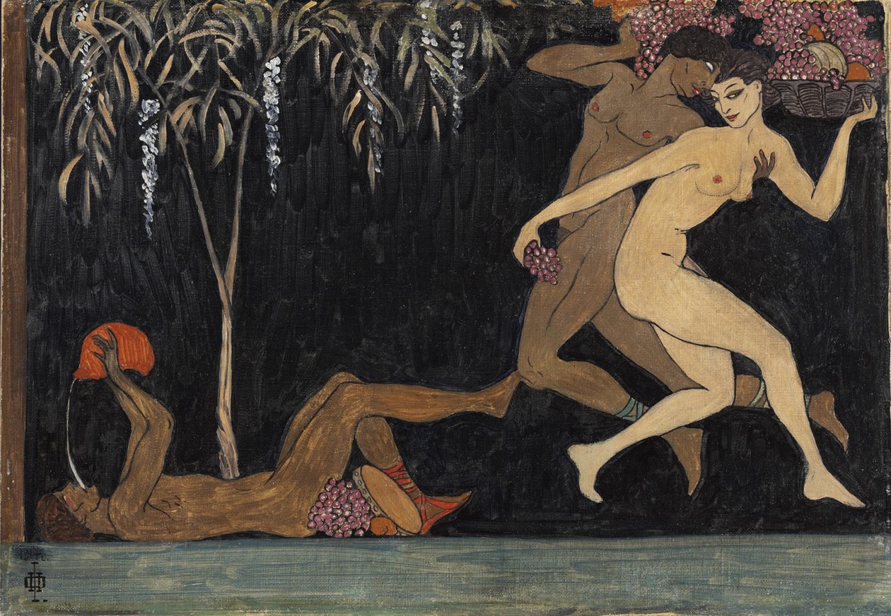 Bacchanal-jelenet, 1914 alkotó: Nikolai Petrovich Feofilaktov