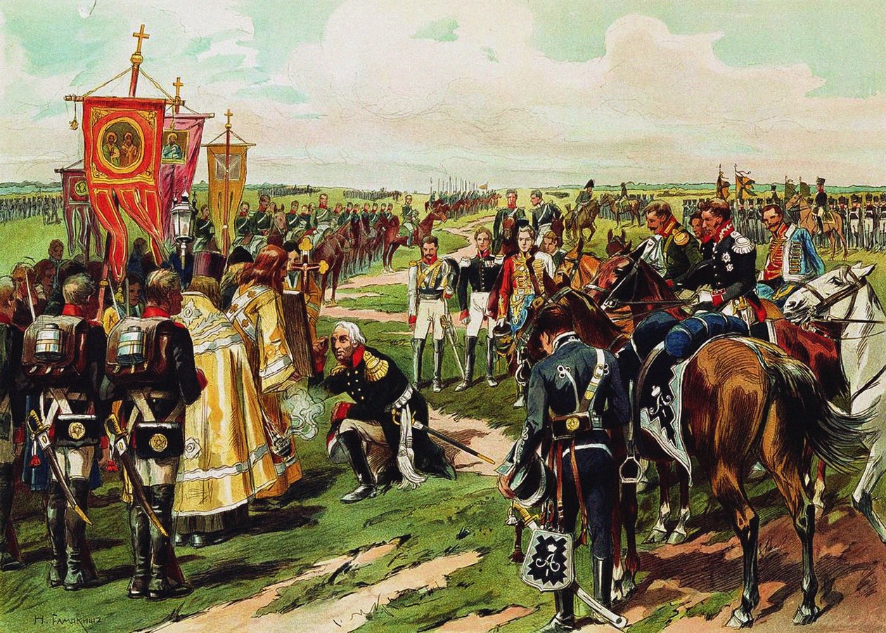 Marschall Mihail Kutuzov a borodinói csata előtt, 1912 alkotó: Nikolai Semyonovich Samokish