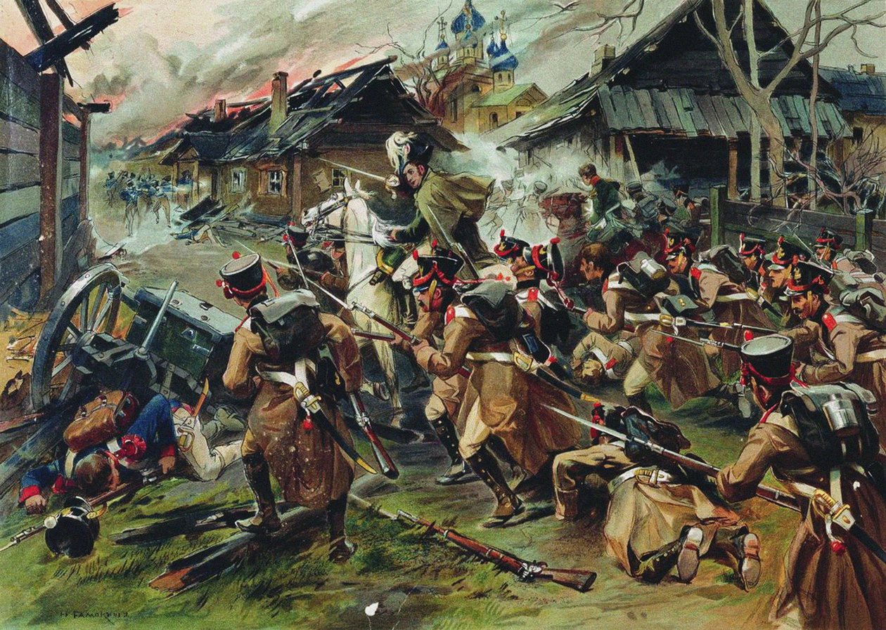 A malojaroszlavec-i csata 1812. október 24-én, 1900-1910 alkotó: Nikolai Semyonovich Samokish