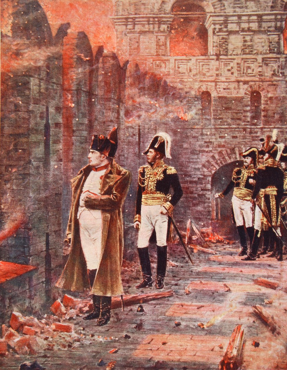 Napóleon a moszkvai tüzet nézi, illusztráció a Hutchinson nemzetek története című művéből, 1910 körül alkotó: Nikolai Stepanovich Vereshchagin