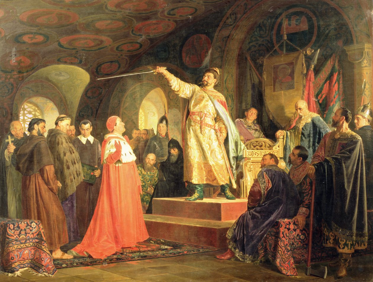 Római Halics-Volhíniai herceg fogadja III. Innocentus pápa követeit, 1875 alkotó: Nikolai Vasilievich Nevrev