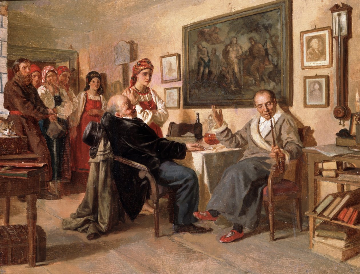 A piac. A jobbágyok eladása alkotó: Nikolai Vasilievich Nevrev