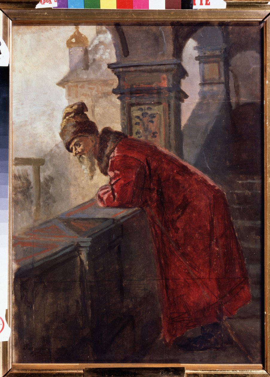 Bojár (boiár, boiár) hagyományos ruhában a 16. század végén-17. század eleji Oroszországban (Boyar a verandán) - Nyikolaj Vasziljevics Nevrev (1830-1904) festménye - Olaj, vászon - Állami Regionális I. Pozhalostin Művészeti Múzeum, Rjazan alkotó: Nikolai Vasilievich Nevrev