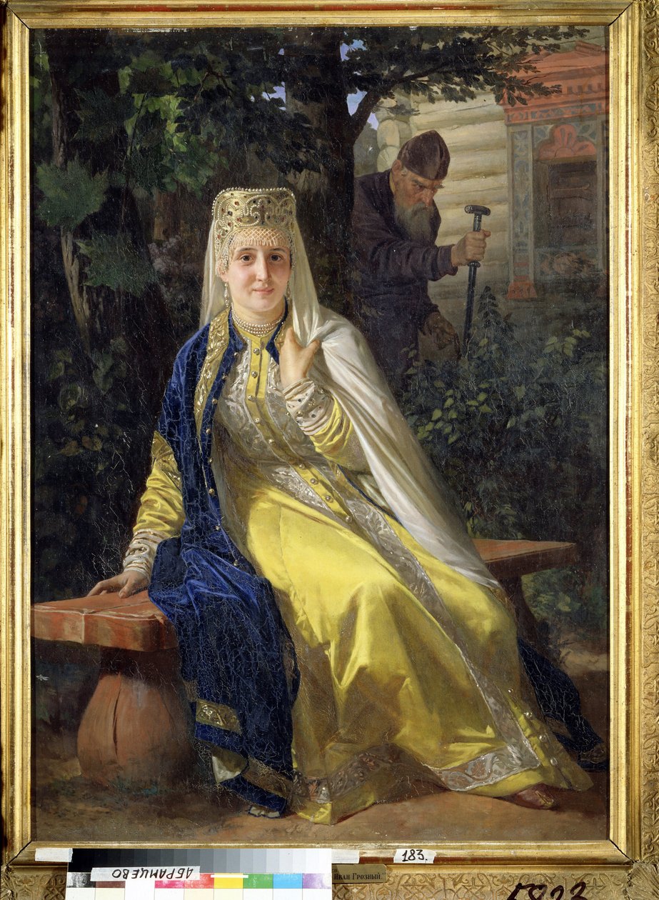 Vaszilissza Melentyeva (meghalt 1579) és IV. Rettegett Iván cár (1530-1584) (Vazilisa Melentyevna és a Rettegett Iván cár). Oroszország cárjának hatodik felesége, mielőtt férje egy életre zárdába zárta volna, amikor alkotó: Nikolai Vasilievich Nevrev