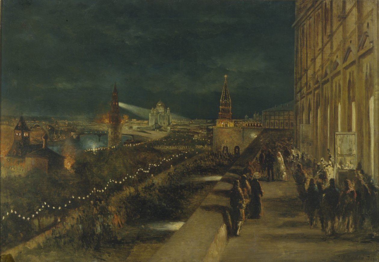 Moszkva kivilágítása III. Sándor császár koronázása alkalmából 1883. május 15-én alkotó: Nikolai Yegorovich Makovsky