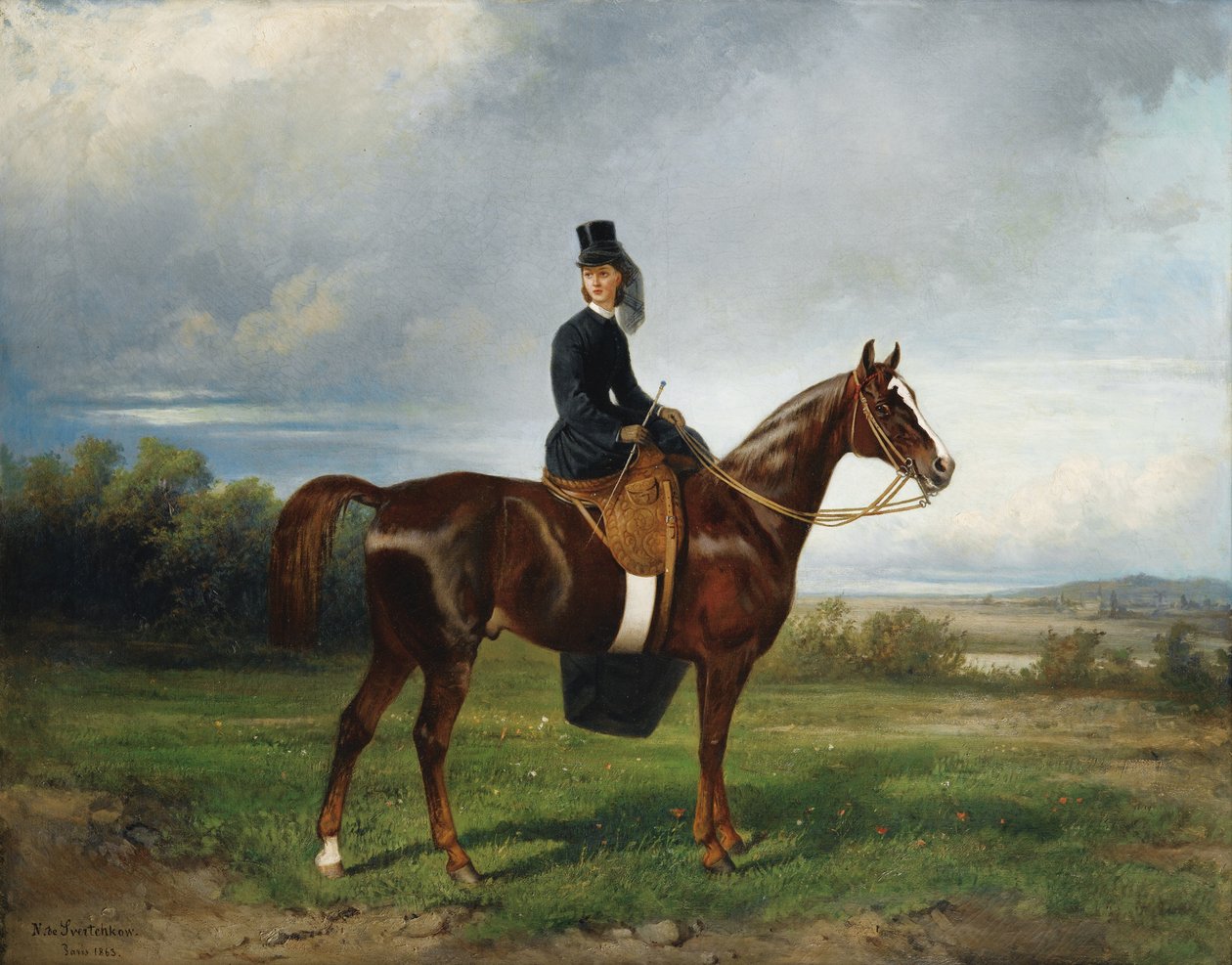 Seymourina Poirson lovas portréja, született Cuthbertson, 1863 alkotó: Nikolai Yegorovich Sverchkov
