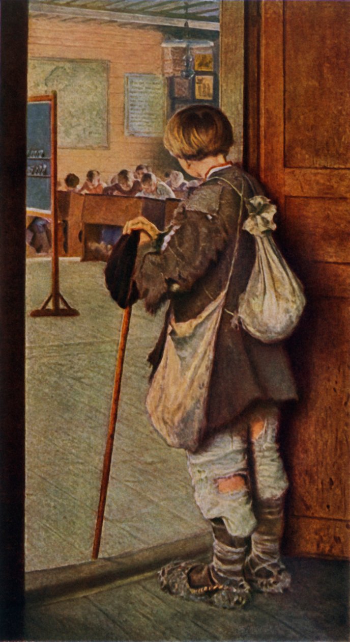 „Az iskolaajtó mellett”, 1897, 1965. alkotó: Nikolaj Petrovic Bogdanov Bel
