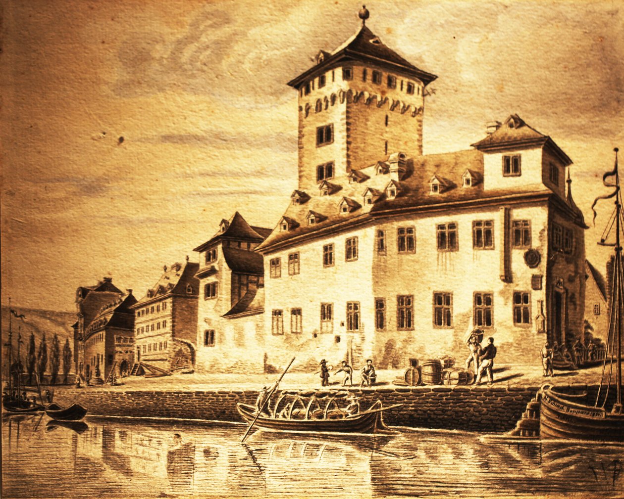 Boppard egykori választói kastélya 1854-ben alkotó: Nikolaus Schlad