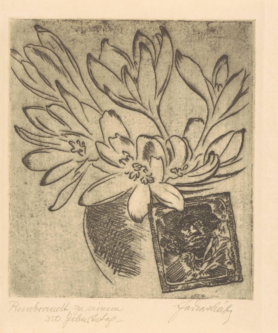 Rembrandt a 350. születésnapján (eredeti cím a tárgyon) alkotó: Nikolaus Farkashazy (signed by artist)