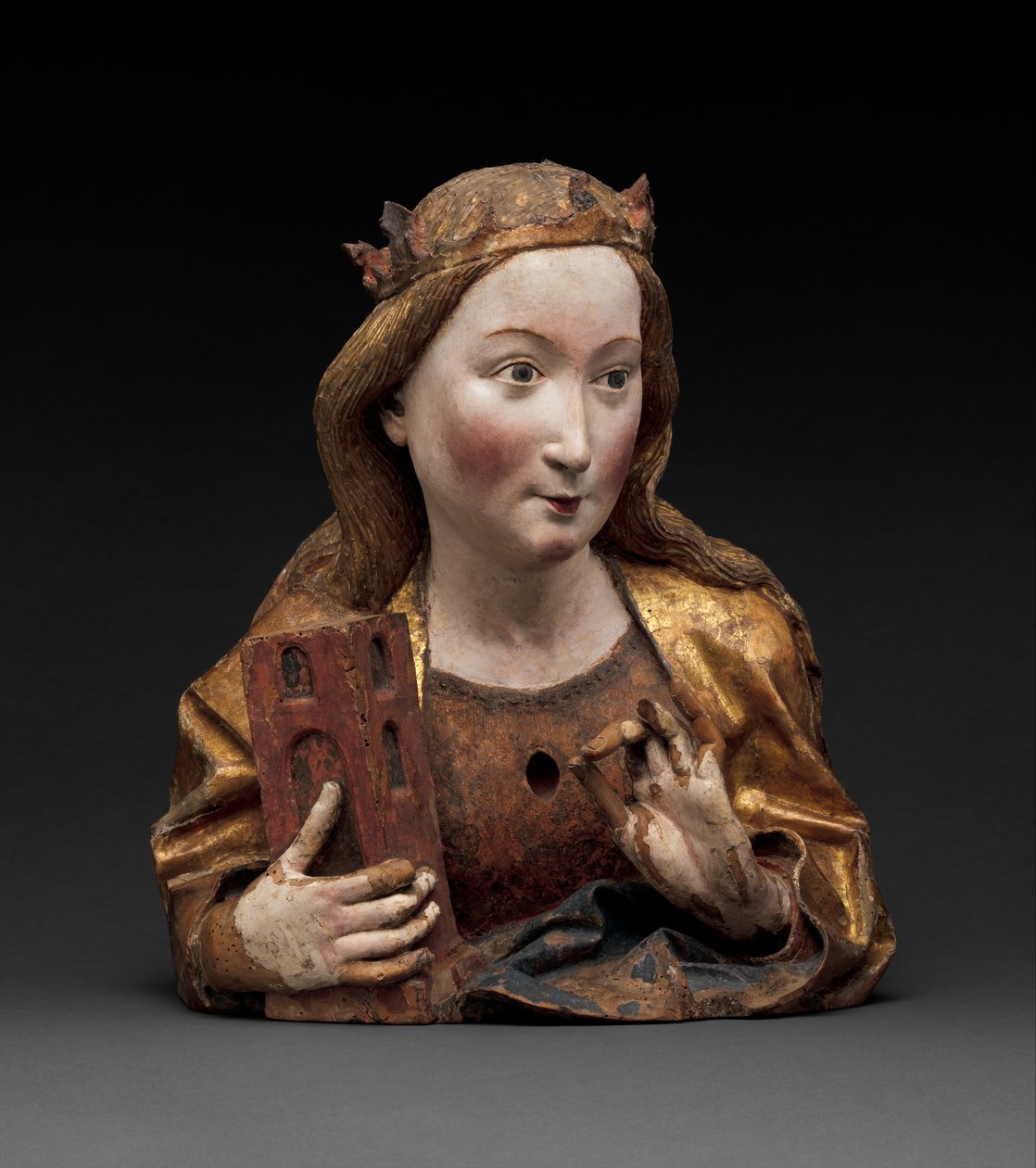 Szent Borbála ereklyetartó mellszobra, 1465 körül alkotó: Nikolaus Gerhaert von Leyden