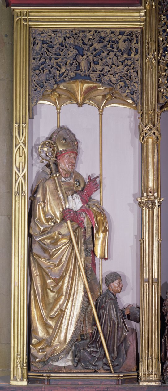 Isenheimi oltárkép, Szent Ágoston, 1490 körül (aranyfesték fára) alkotó: Nikolaus Hagenauer