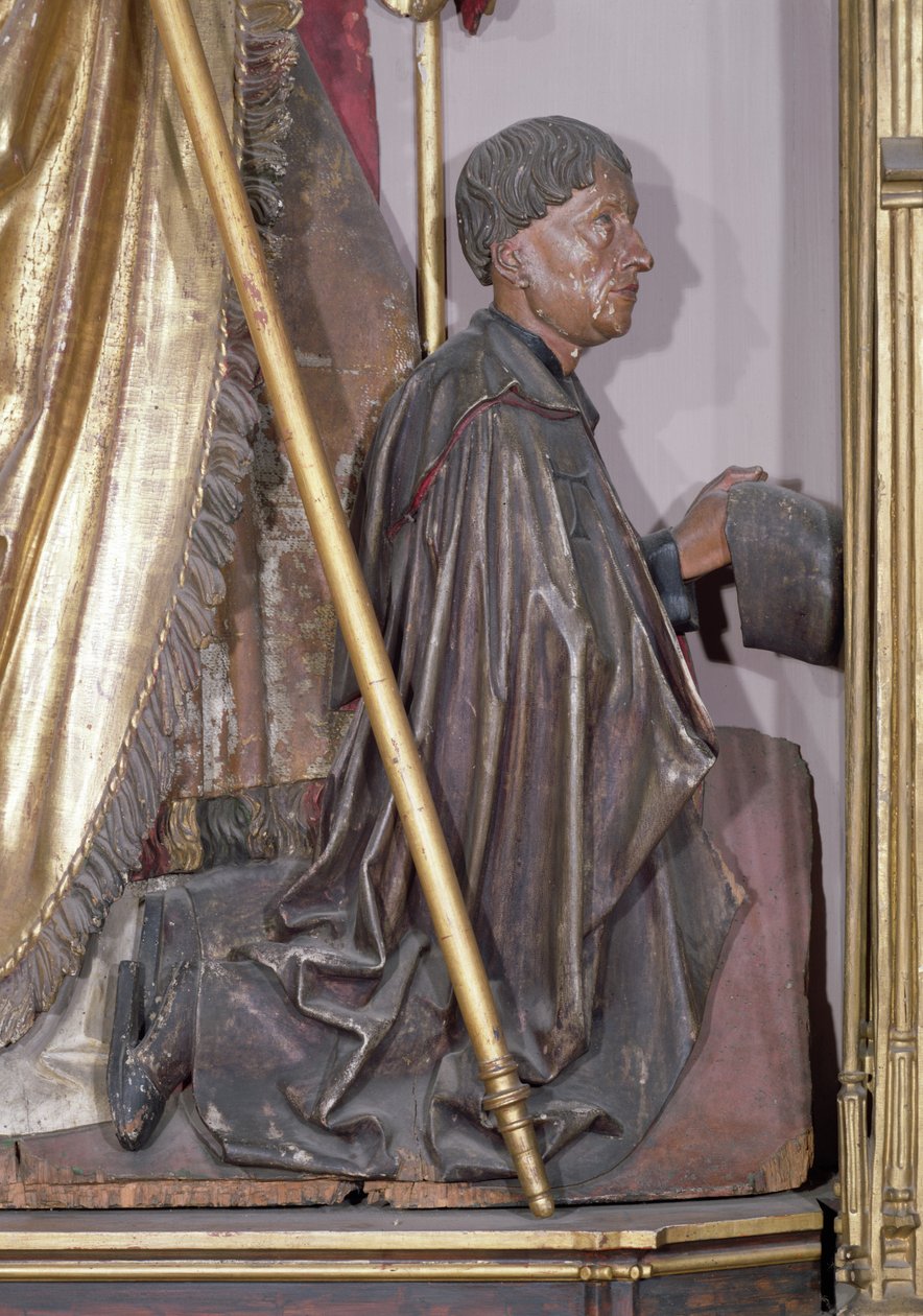 Az Isenheim-oltárkép, Jean dOrlier Szent Ágoston részlete, adományozó, 1490 körüli aranyfesték fára alkotó: Nikolaus Hagenauer