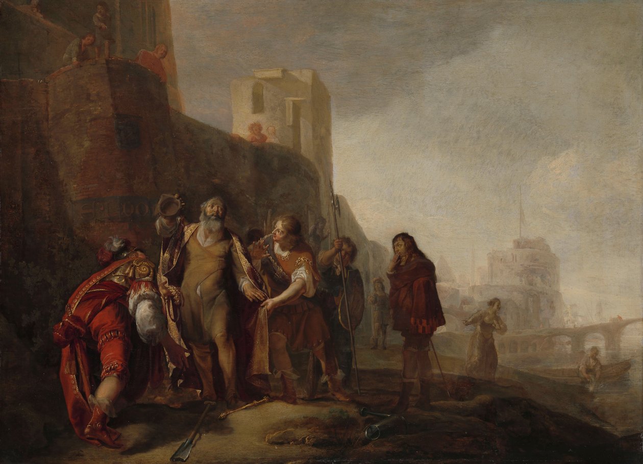 Nagy Sándor legátusai Abdalonymus kertésznek a szidoni királyság jelvényével ruházzák fel, 1645 körül - 1650 körül (olaj, tábla)0 alkotó: Nikolaus Knüpfer
