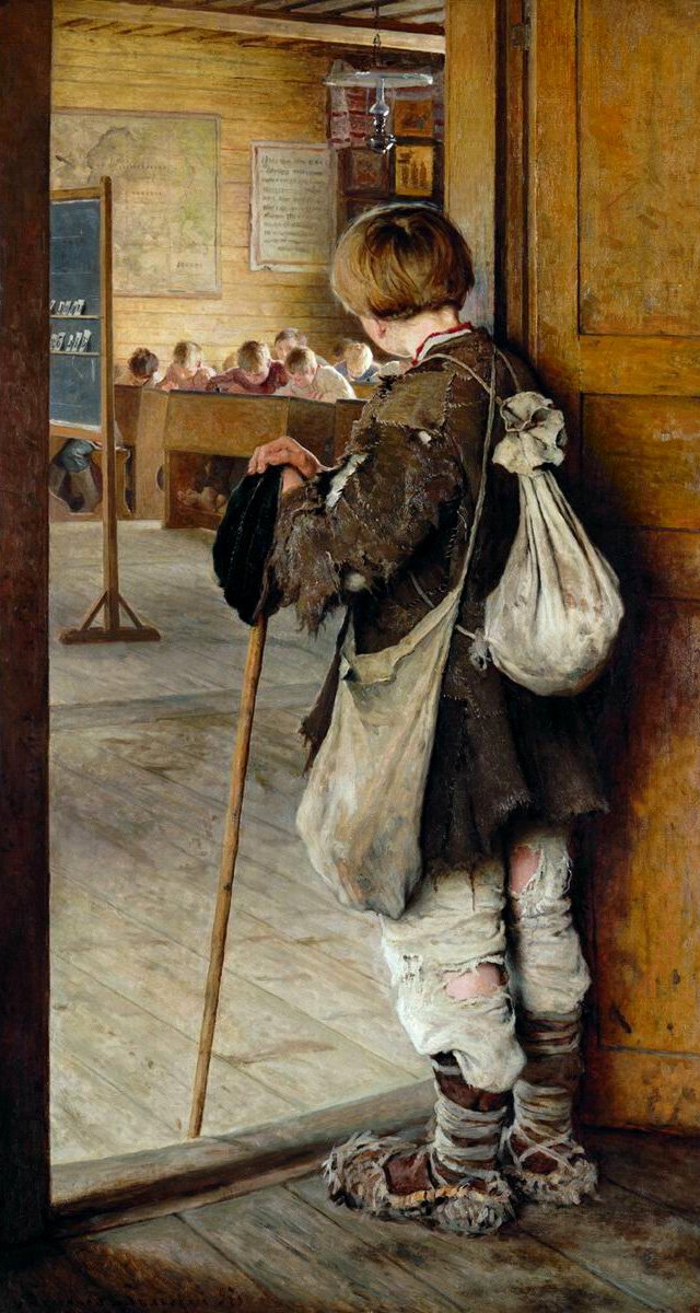 Az iskola ajtaján alkotó: Nikolay Bogdanov Belsky