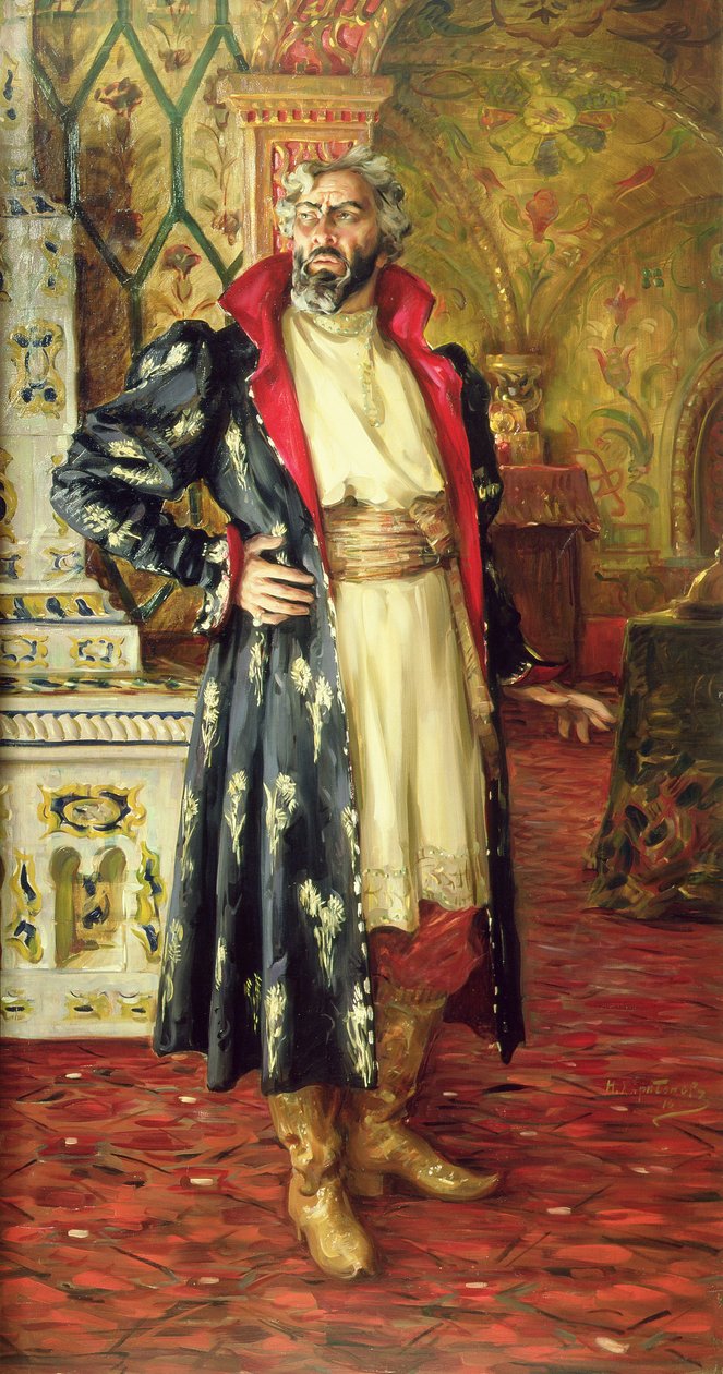 Fjodor Saljapin (1873-1938) portréja Borisz Godunov (1551-1605) szerepében 1916 alkotó: Nikolay Vassilyevich Kharitonov
