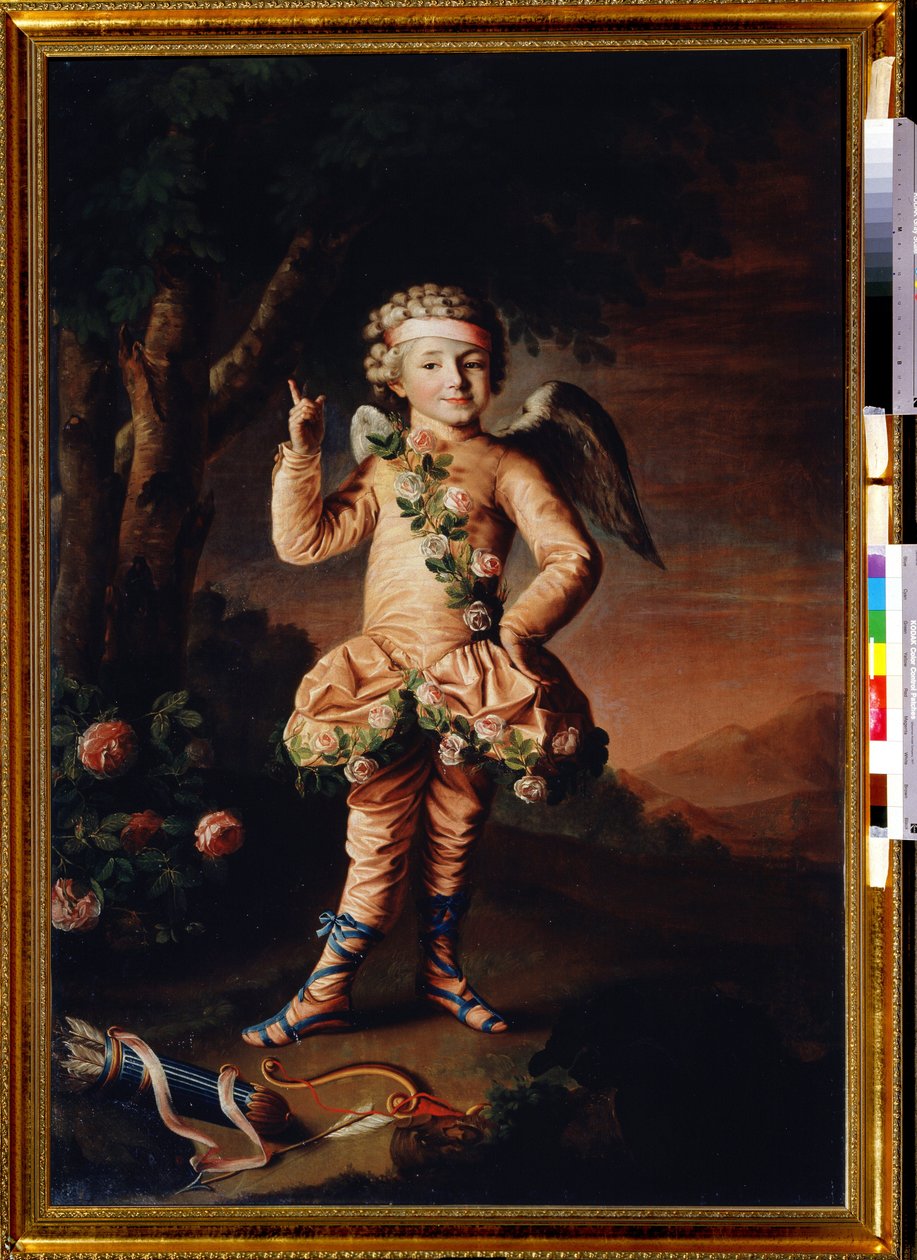 Ivan Yakimov en Cupidon portréja (Iván Jakimov arcképe Cupidóval). Nyikolaj Ivanovics Argunov (Argounov) peinture (1771-1829 április). Huile uram toile alkotó: Nikolay Ivanovich Argunov