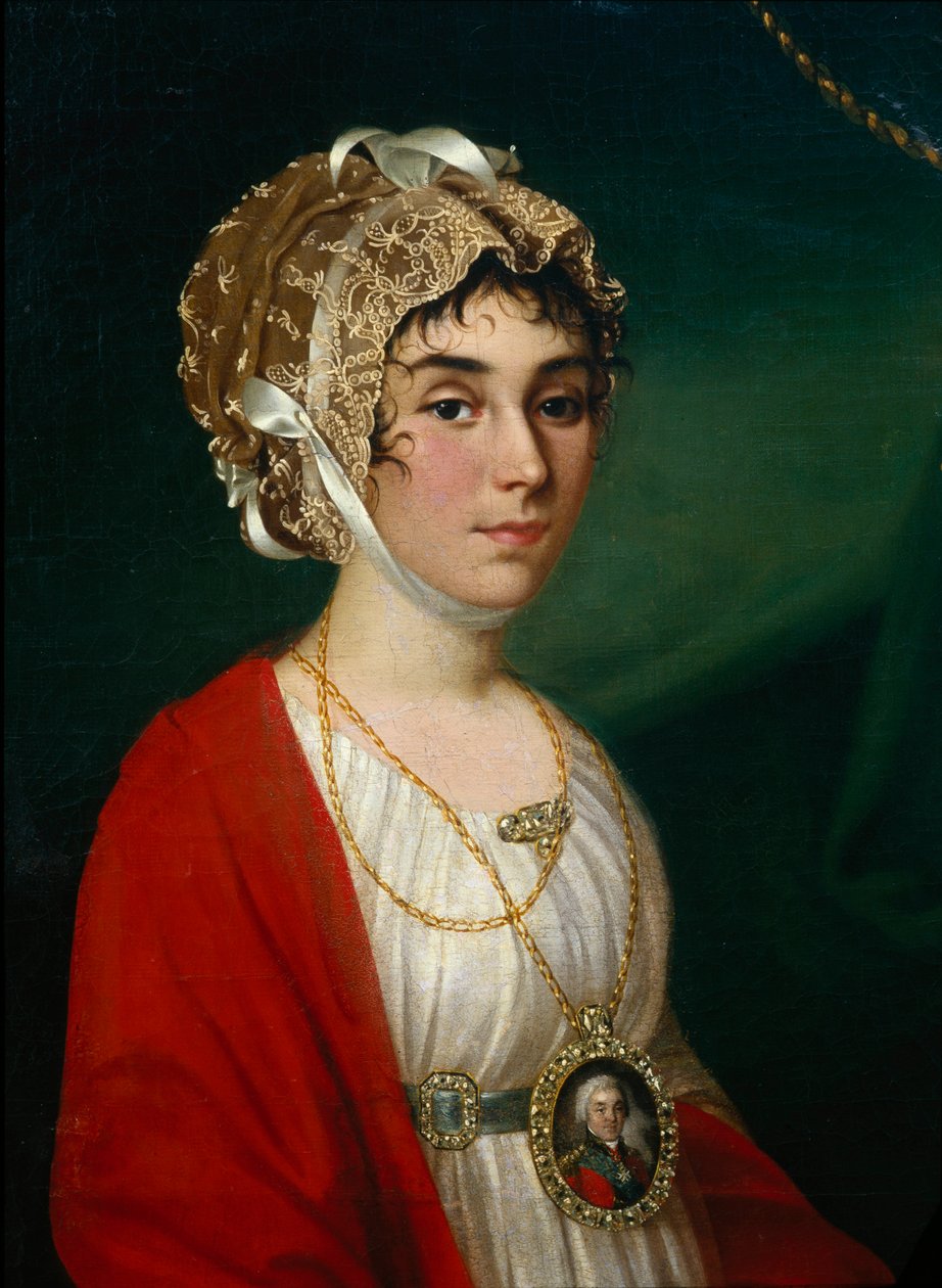 A színésznő és énekesnő, Praskovya Seremetyeva Zhemchugova grófnő portréja 1768-1803, 1802 alkotó: Nikolay Ivanovich Argunov