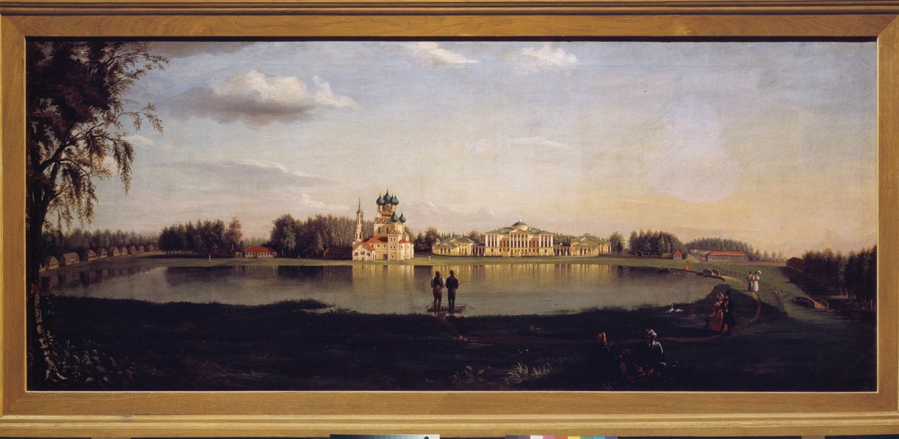 Kilátás az Ostankino ingatlanra (Moszkva, Oroszország). Nyikolaj Ivanovics Podklicsnyikov (1813-1877) festménye, olaj, vászon alkotó: Nikolay Ivanovich Podklyuchnikov