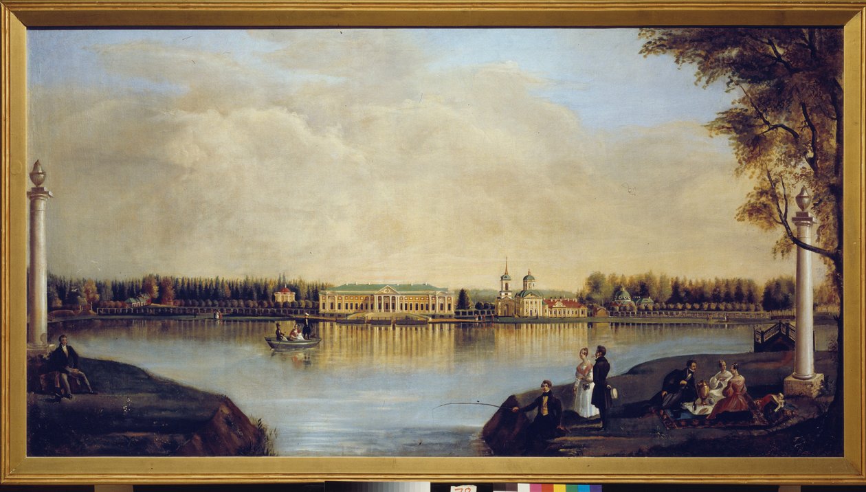 Kilátás a Kuskovo-palotára (Moszkva, Oroszország). Nyikolaj Ivanovics Podklicsnyikov (1813-1877) festménye, olaj, vászon alkotó: Nikolay Ivanovich Podklyuchnikov