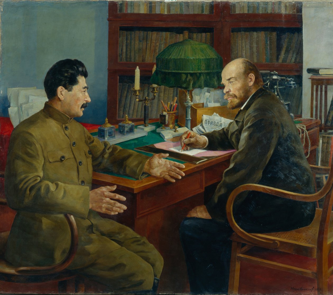 Lenin és Sztálin, 1938 alkotó: Nikolay Ivanovich Shestopalov