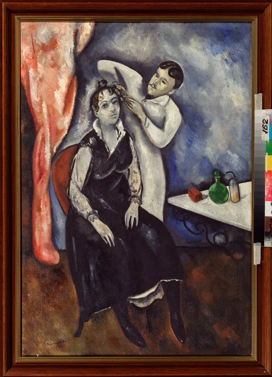 A fodrász (Hairdresser) - Nyikolaj Vladimirovics Szinezubov (Nicolas Sinezouboff) festménye (1891-1956), olaj, vászon alkotó: Nikolay Vladimirovic Sinezubov