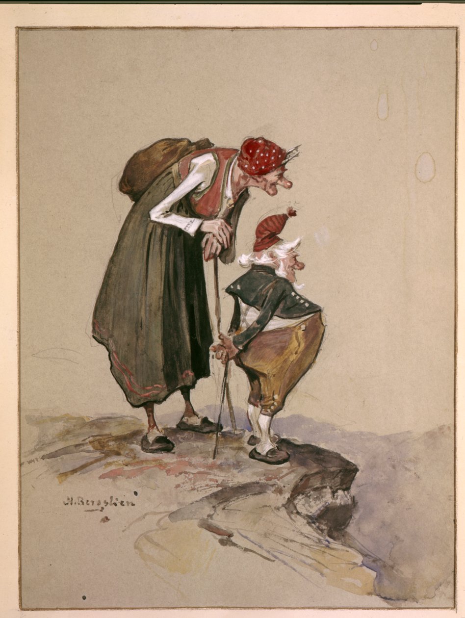 Nézet (akvarell papíron) alkotó: Nils Bergslien