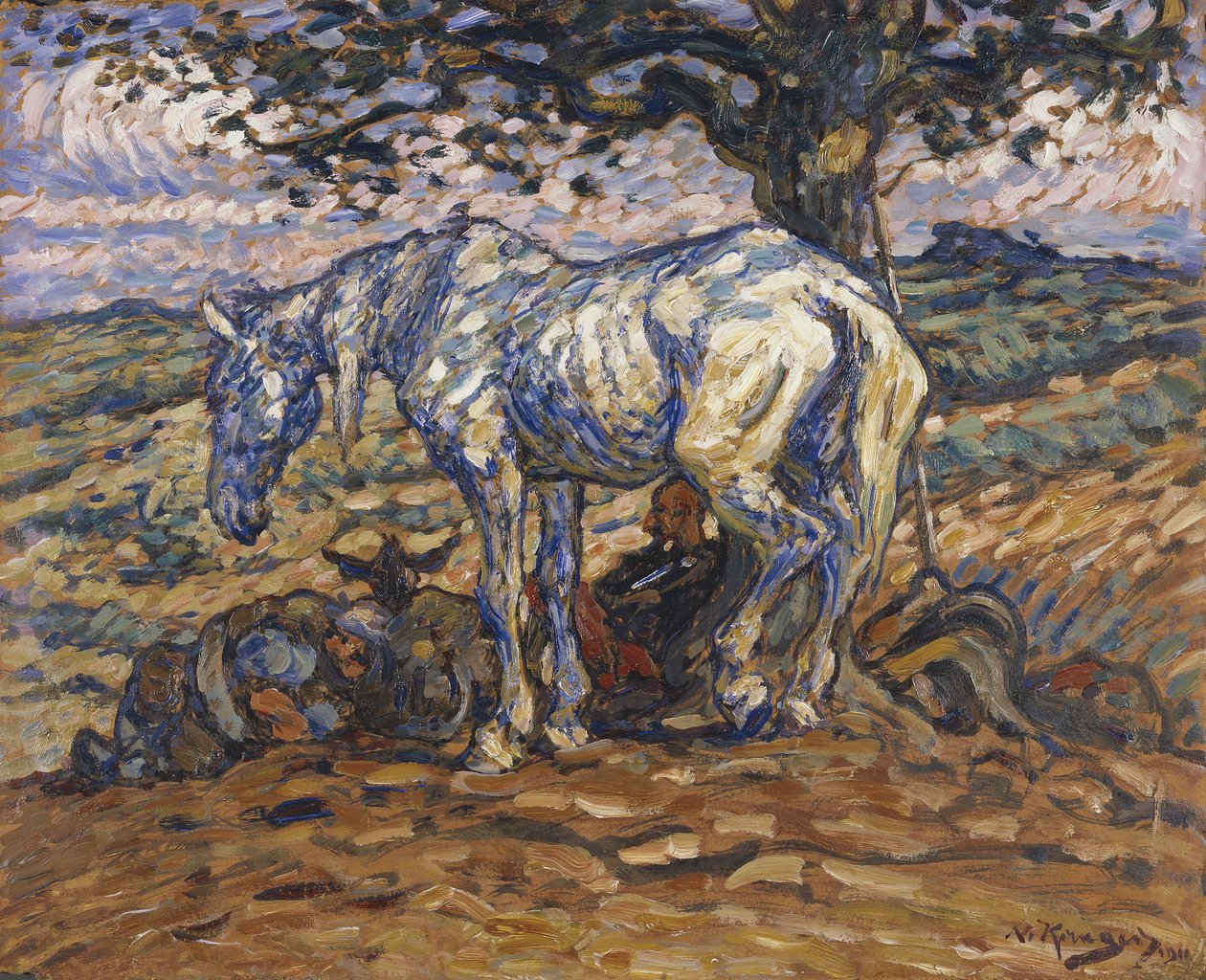 Don Quihotes Horse Rosinante, 1911 (olaj, karton) alkotó: Nils Kreuger