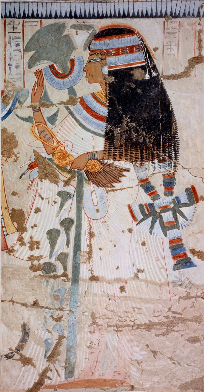 Ouserhat anyja, freskó másolata Ouserhat sírjából, Théba, I. Szeti uralkodásának idejéből, az Ancient Egyptian Paintings lemezéről, készítette Nina Davies. alkotó: Nina de Garis Davies