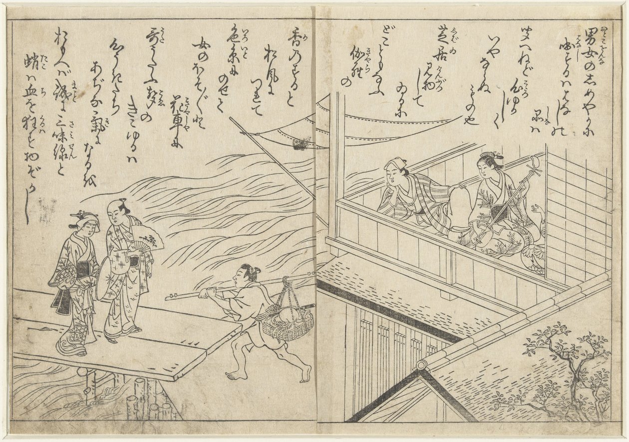 Teaház a folyó mentén alkotó: Nishikawa Sukenobu (attributed to)