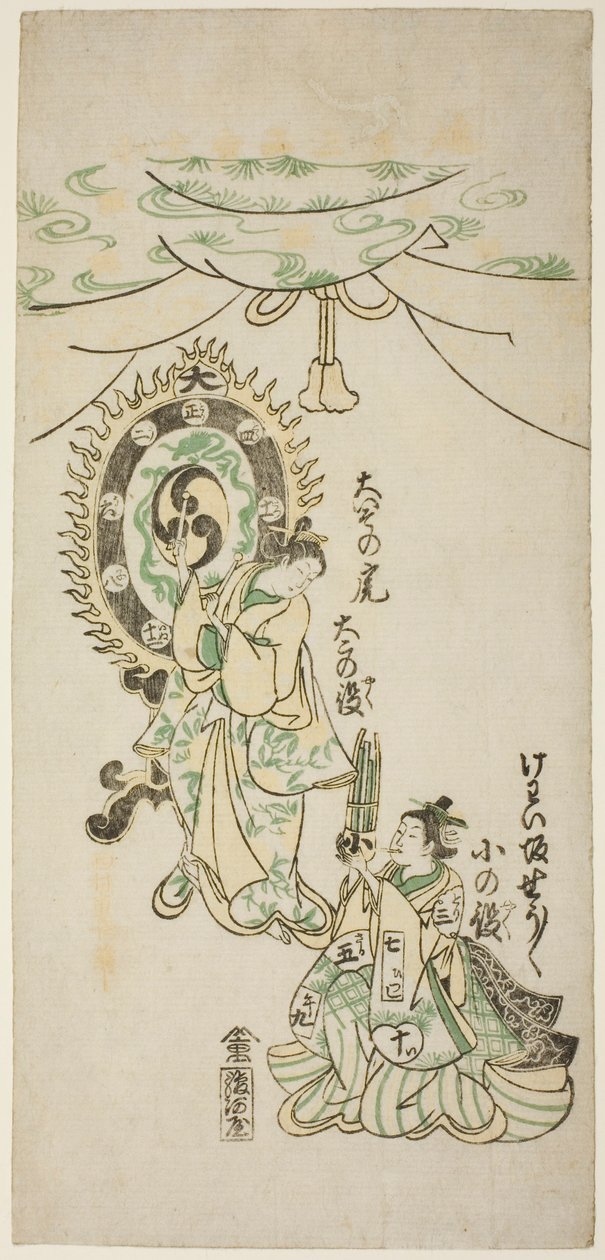 Oiso no Tora and Shosho Playing Instruments alkotó: Nishimura Shigenaga