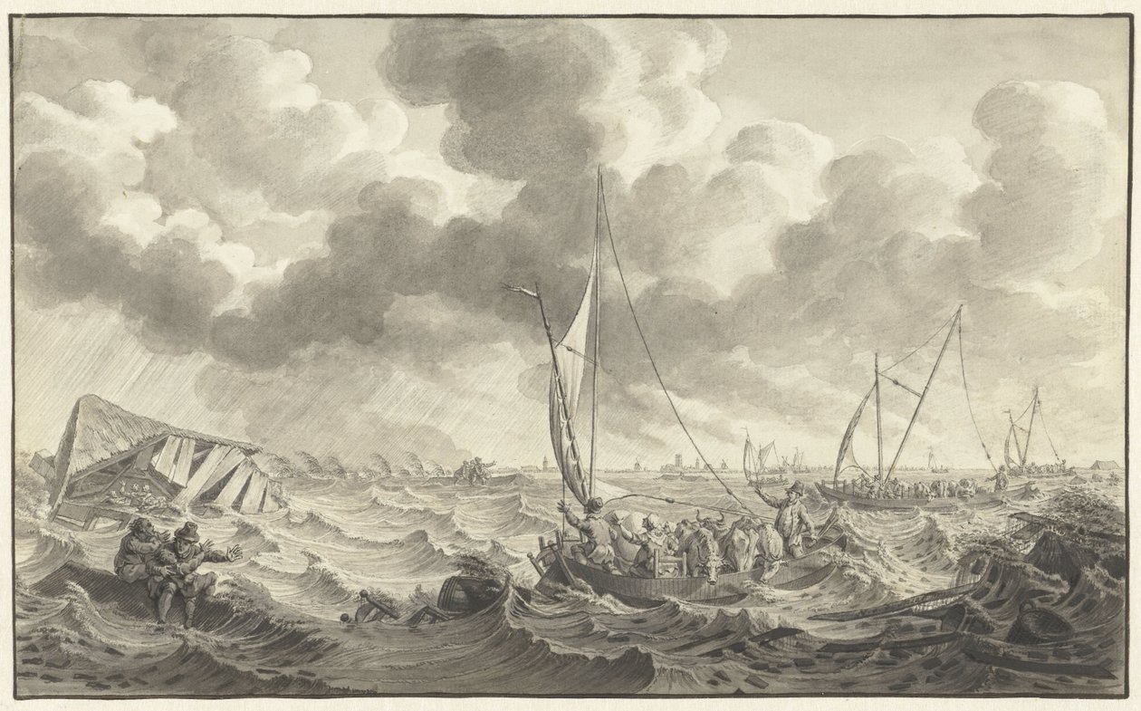 Gátszakadás Kampen közelében, 1775 alkotó: Noach van der Meer (II)