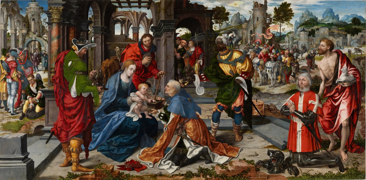 A mágusok imádása Philippe de Villiers de l’Isle-Adam adományozóval, 1530 körül (olaj, tölgyfa tábla) alkotó: Noel Bellemare